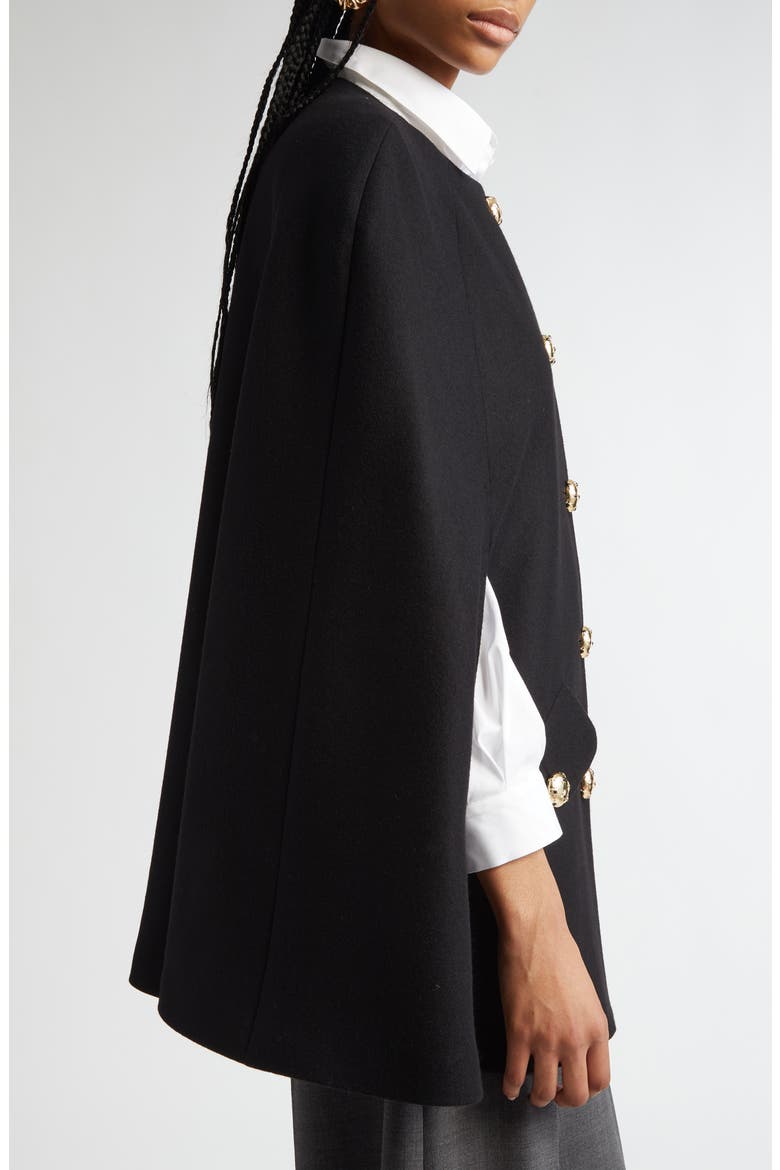 Virgin Wool & Cashmere Cape Coat, Alternate, color, BLACK