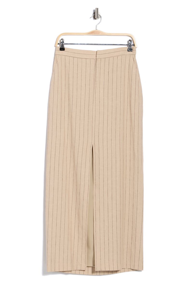 Maceline Pinstripe Linen Blend Maxi Skirt, Alternate, color, TAN/ BROWN PINSTRIPE