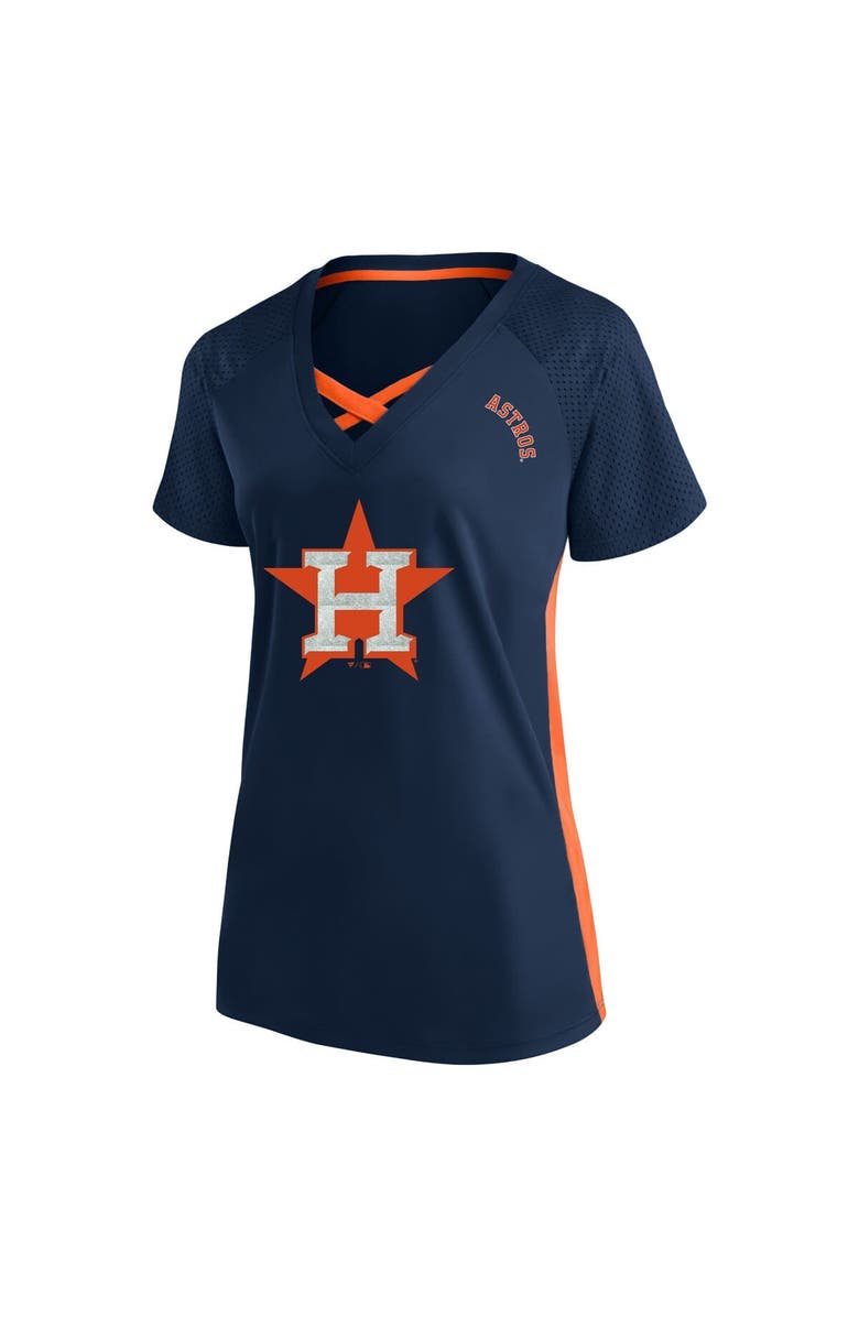 PROFILE Women's Profile Navy Houston Astros Plus Size Glitter Raglan V-Neck T-Shirt, Alternate, color,