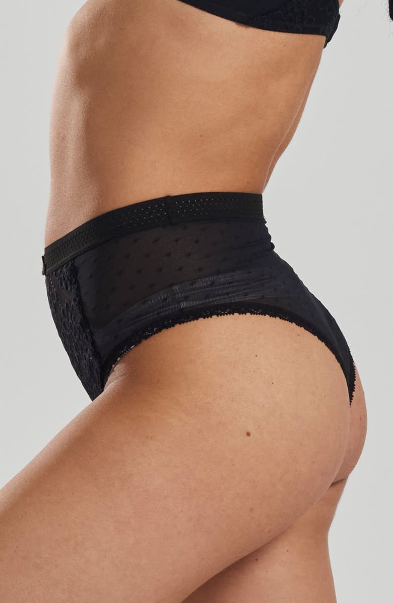 PEACHAUS Betony Recycled-Tulle High-Rise Underwear, Alternate, color, Volcanic Black