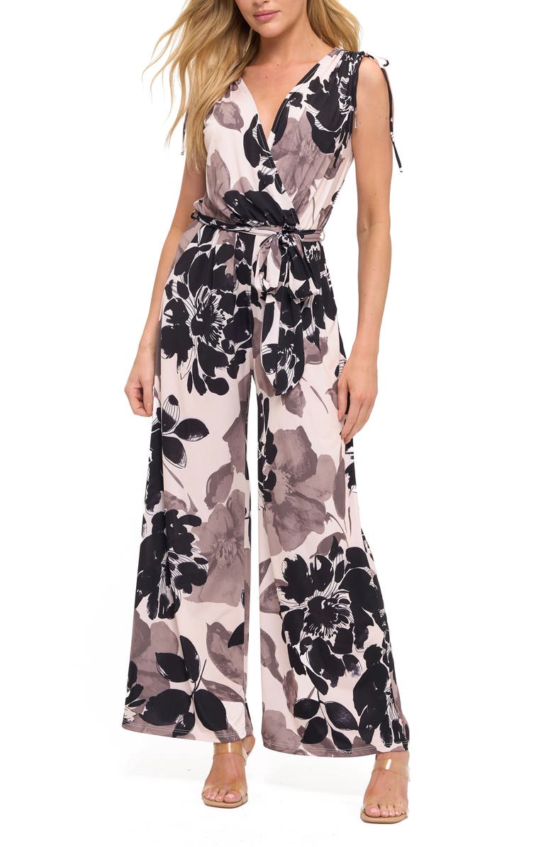 O.L. Croc Embossed Tie Waist Wide Leg Jumpsuit, Main, color, 
