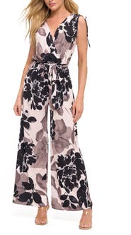 O.L. Croc Embossed Tie Waist Wide Leg Jumpsuit