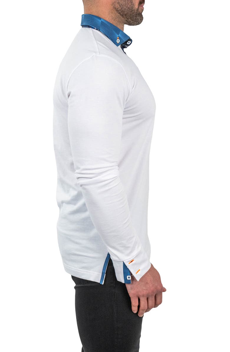 Maceoo Newton Brilliant Long Sleeve Cotton Polo, Alternate, color, White