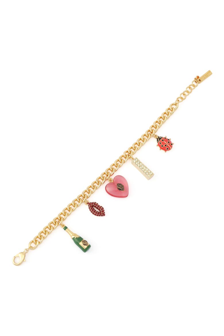 Playful Curb Chain Charm Bracelet, Alternate, color, GOLD/ MULTI