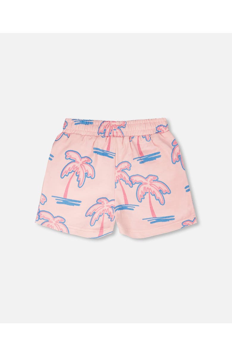 Deux par Deux French Terry Straight Cut Palm Shorts, Alternate, color, Light Pink Palm Print