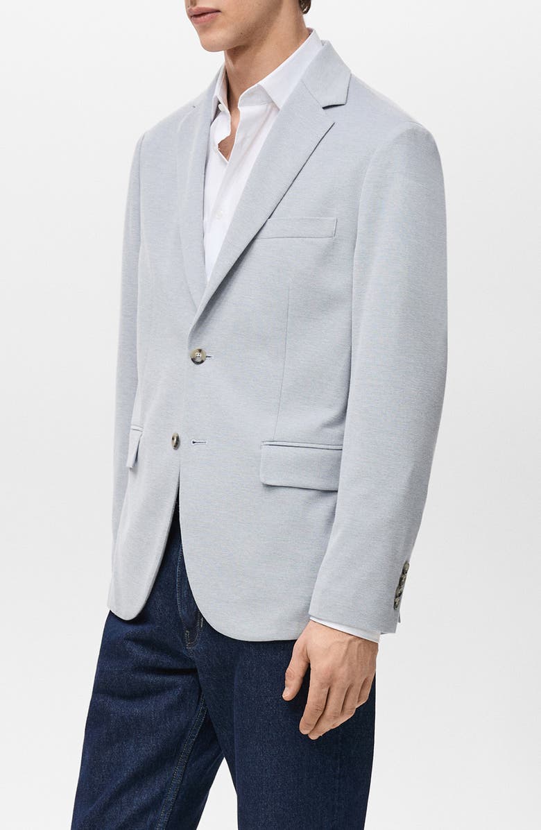 MANGO Slim Fit Textured Cotton Blend Sport Coat, Alternate, color, Sky Blue