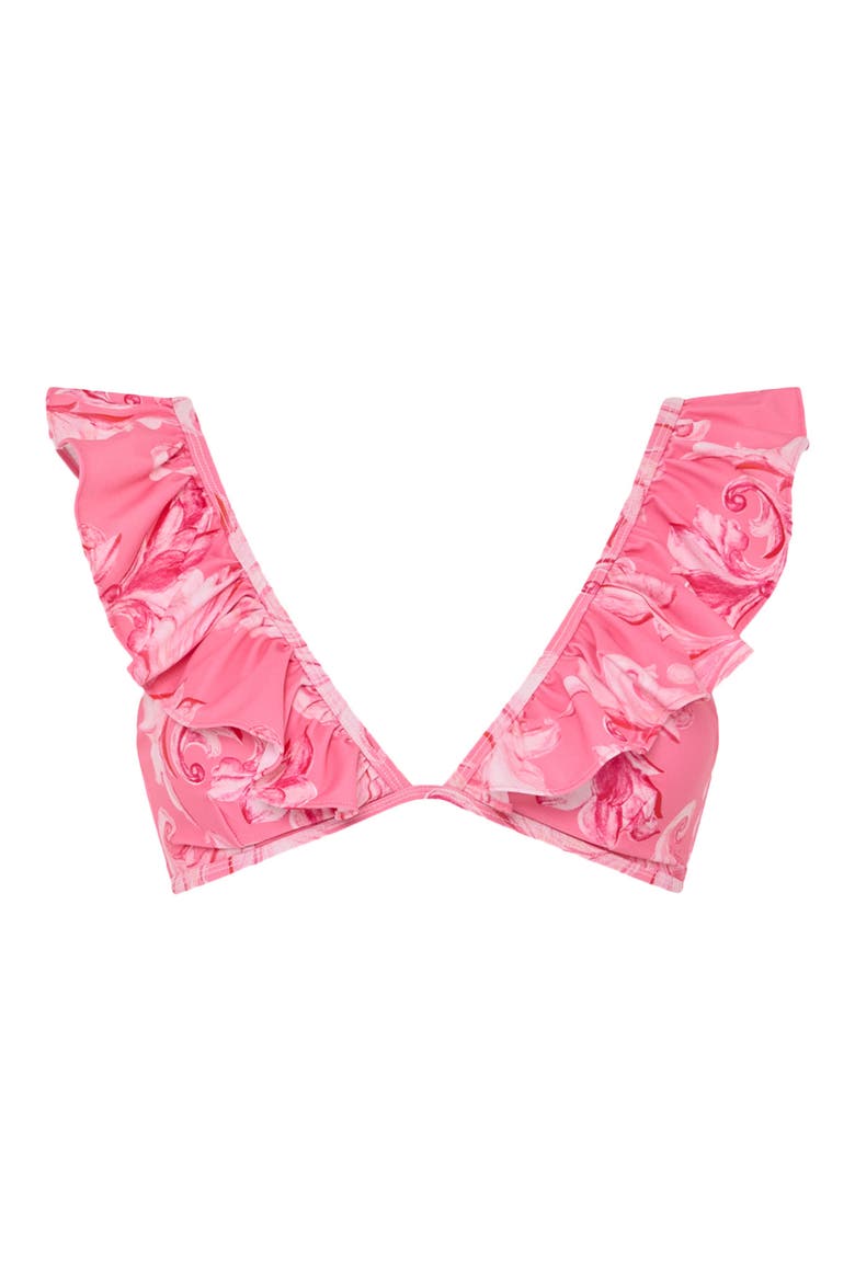 Canoppe Ruffle Bikini Top, Alternate, color, PINK MULTI