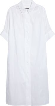 Jil Sander Boxy Puff Sleeve Cotton Poplin Shirtdress