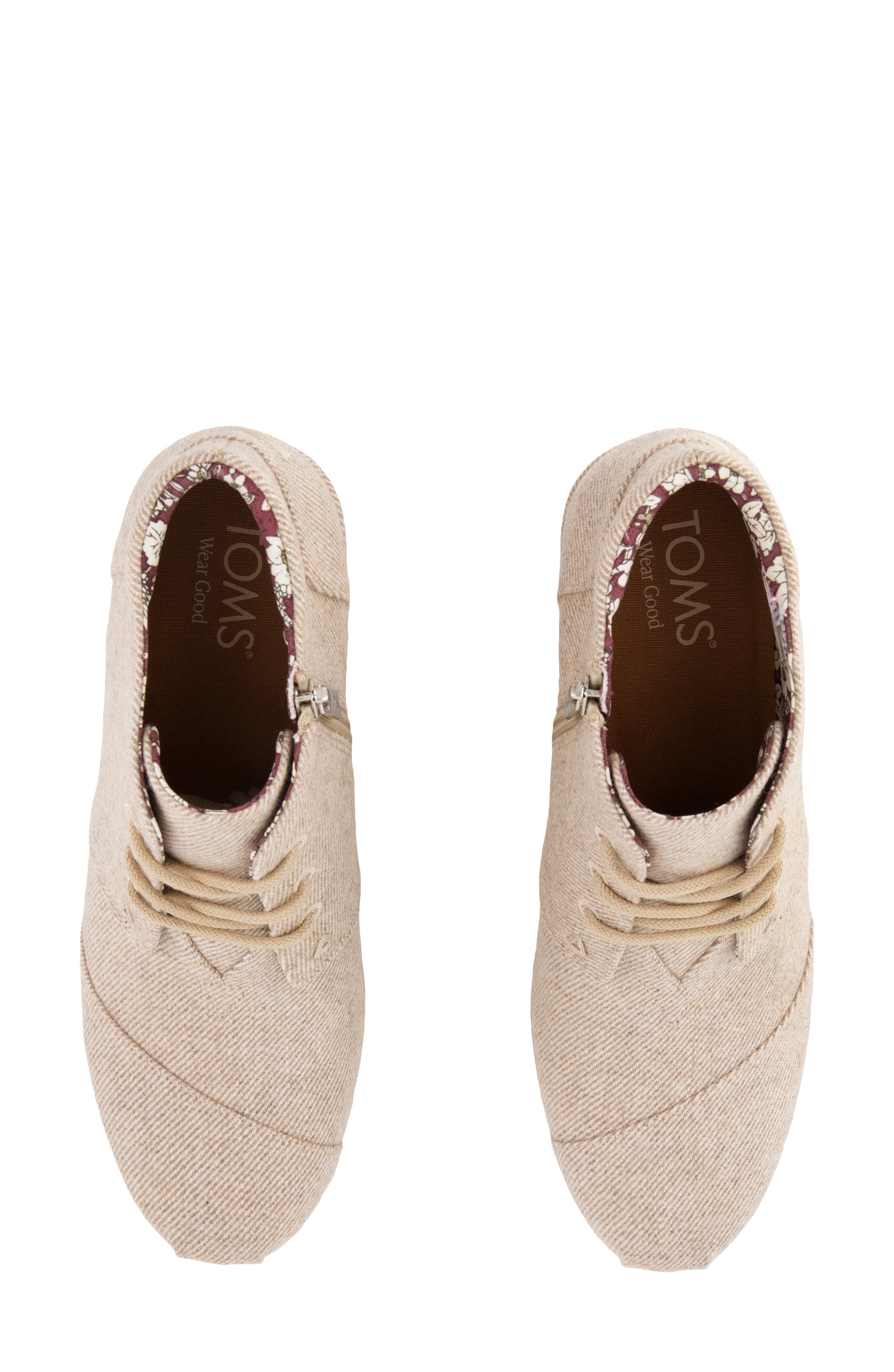 Desert Lace-Up Wedge Bootie, Alternate, color, NATURAL