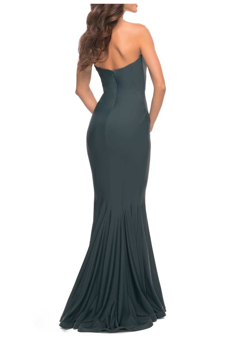 La Femme Chic Jersey Gown with Sweetheart Neckline, Alternate, color, Dark Emerald