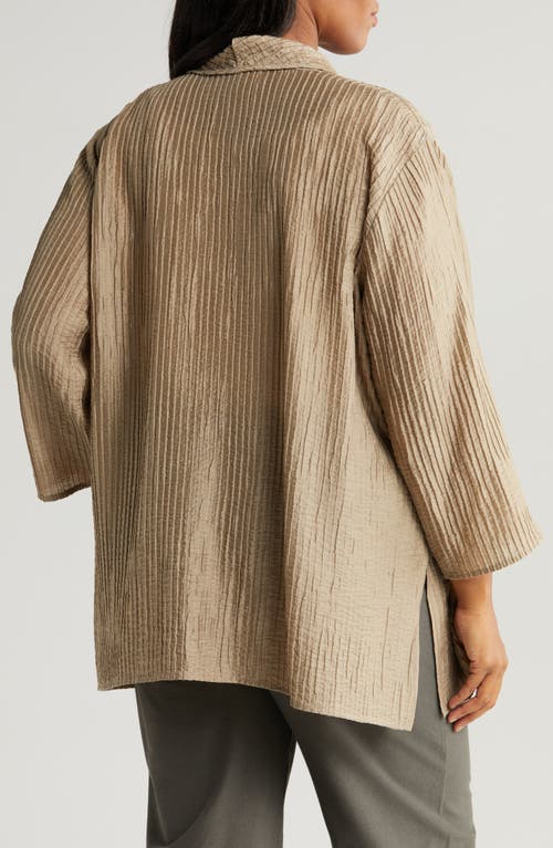 Eileen Fisher Textured High Collar Open Jacket