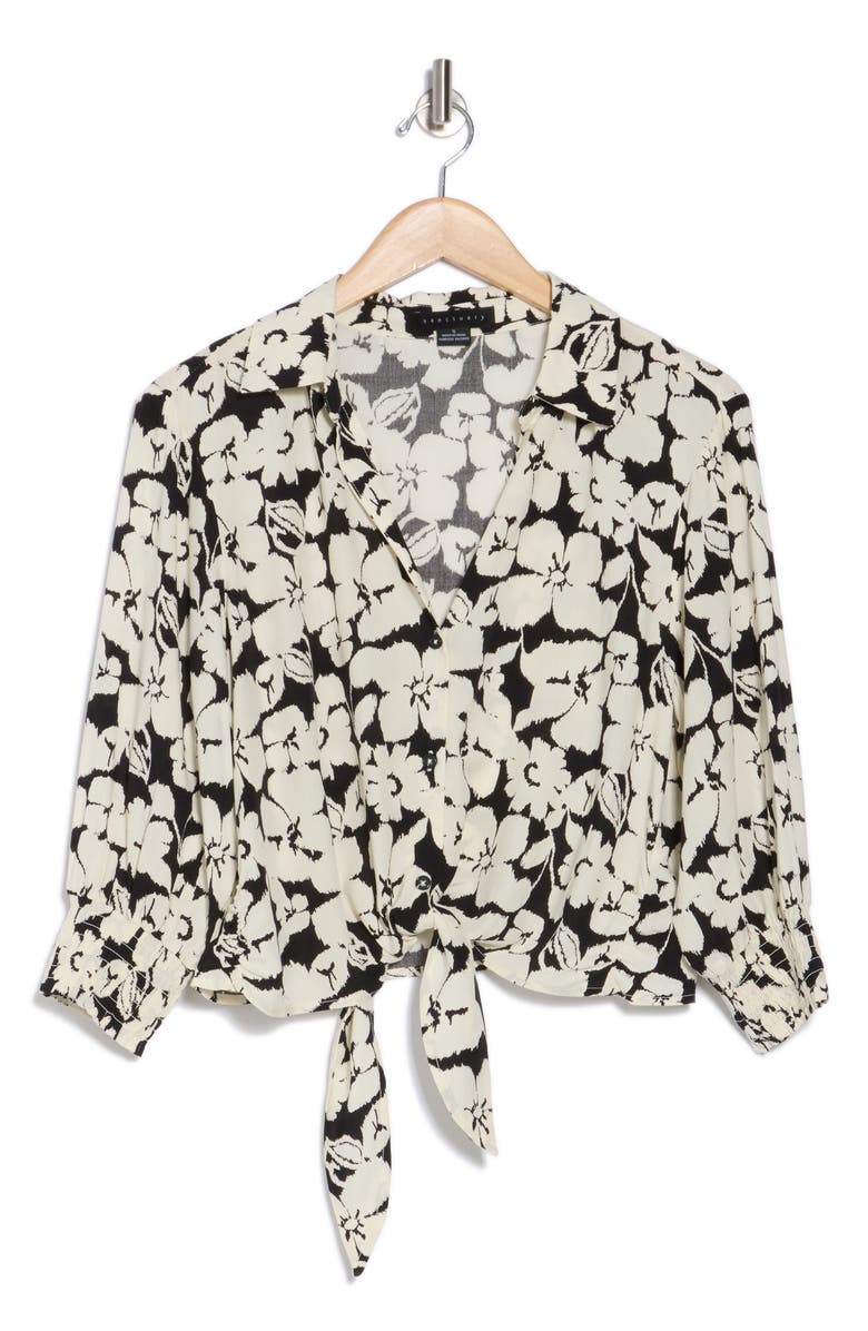 Sanctuary Lovers Only Long Sleeve Tie Front Shirt, Alternate, color, 