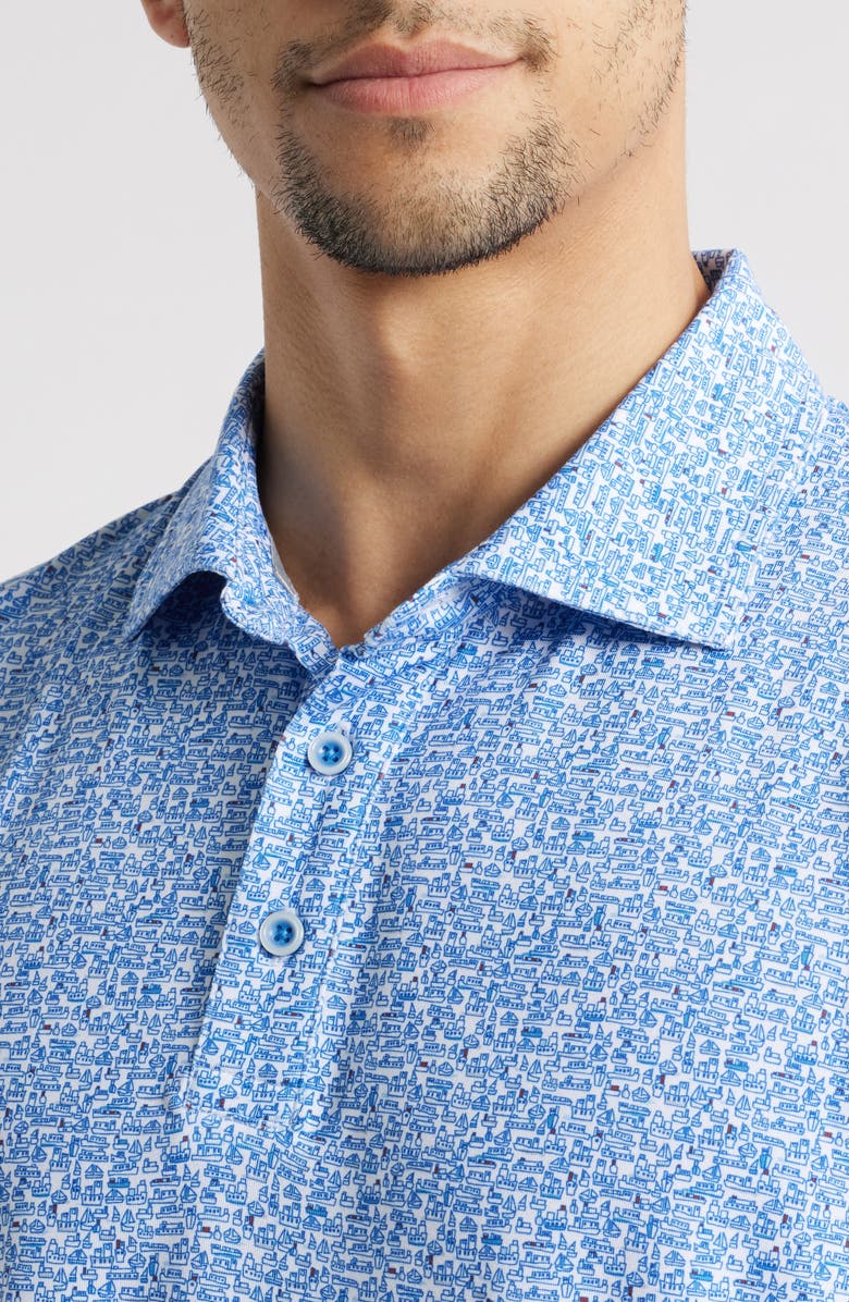 Johnston & Murphy XC4<sup>®</sup> + Cool Degree<sup>™</sup> Performance Golf Polo, Alternate, color, White/ Navy