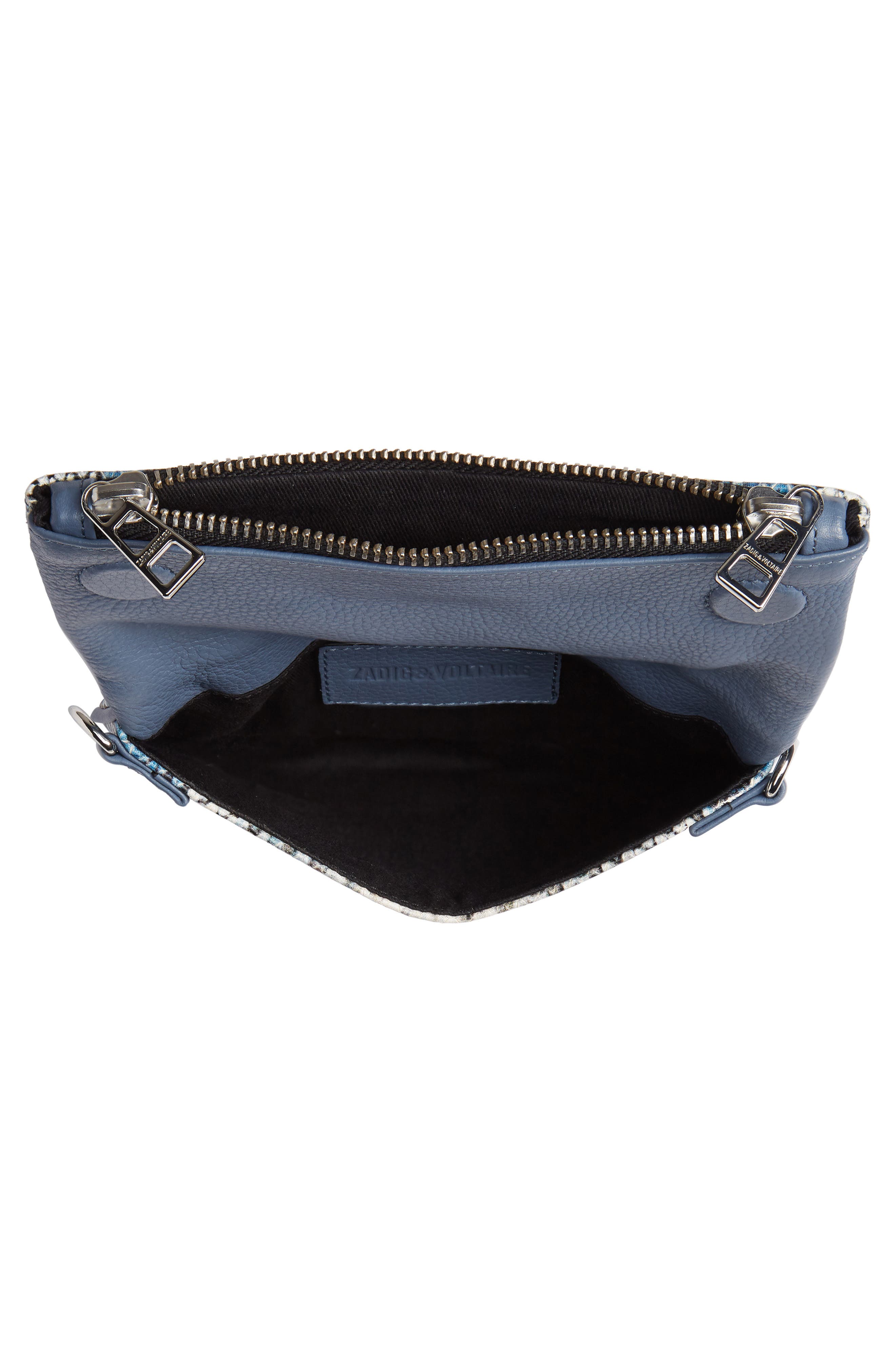 Zadig & Voltaire Nano Rock Snake Embossed Leather Crossbody Bag, Alternate, color, 
