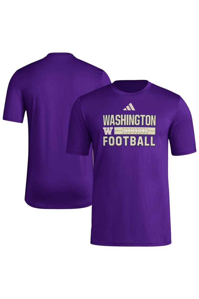 Men's adidas  Purple Washington Huskies Locker Laces Out Pre-Game T-Shirt, Main, color, Purple