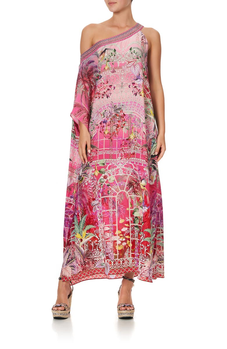 Camilla Women's Print One-Shoulder Cover-Up Caftan, Main, color, 