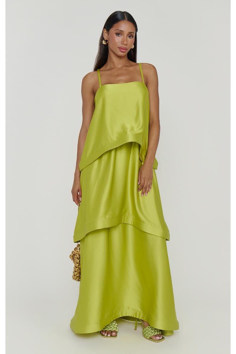 Ella Maxi Dress, Main, color, Chartreuse Luxe Satin
