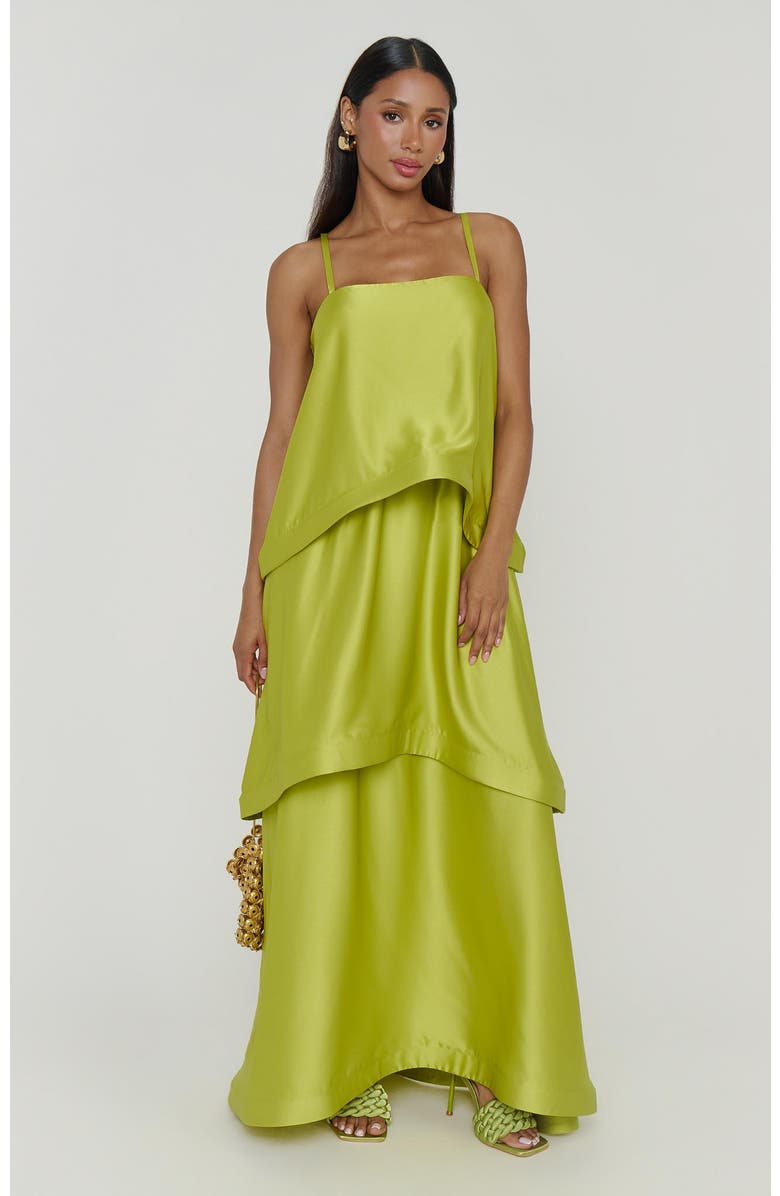 Show Me Your Mumu Ella Maxi Dress, Main, color, Chartreuse Luxe Satin