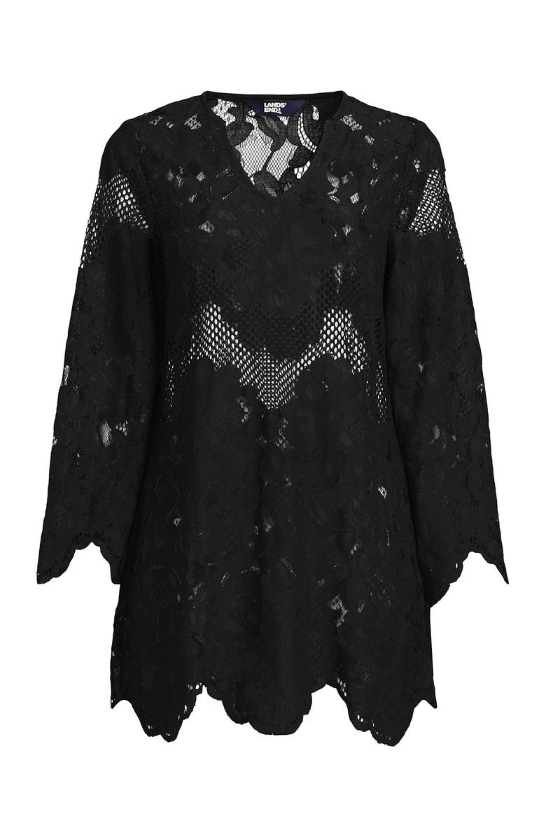 Lands' End Long Sleeve Lace Mini Swim Cover-Up Dress, Alternate, color, 