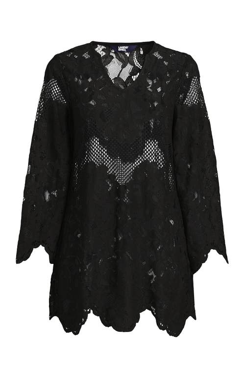 LANDS' END LANDS' END LONG SLEEVE LACE MINI SWIM COVER-UP DRESS 