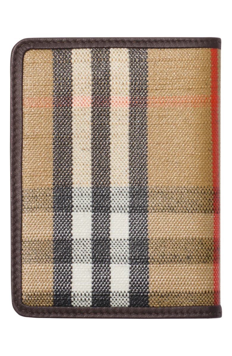 Burberry Highlands Check Coated Canvas Passport Case, Alternate, color, Sand