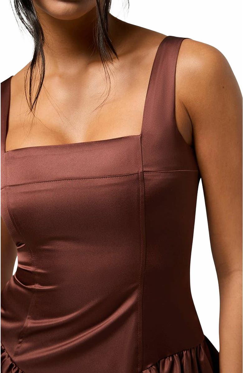 WeWoreWhat Bubble Skirt Corset Mini Dress, Alternate, color, Chocolate