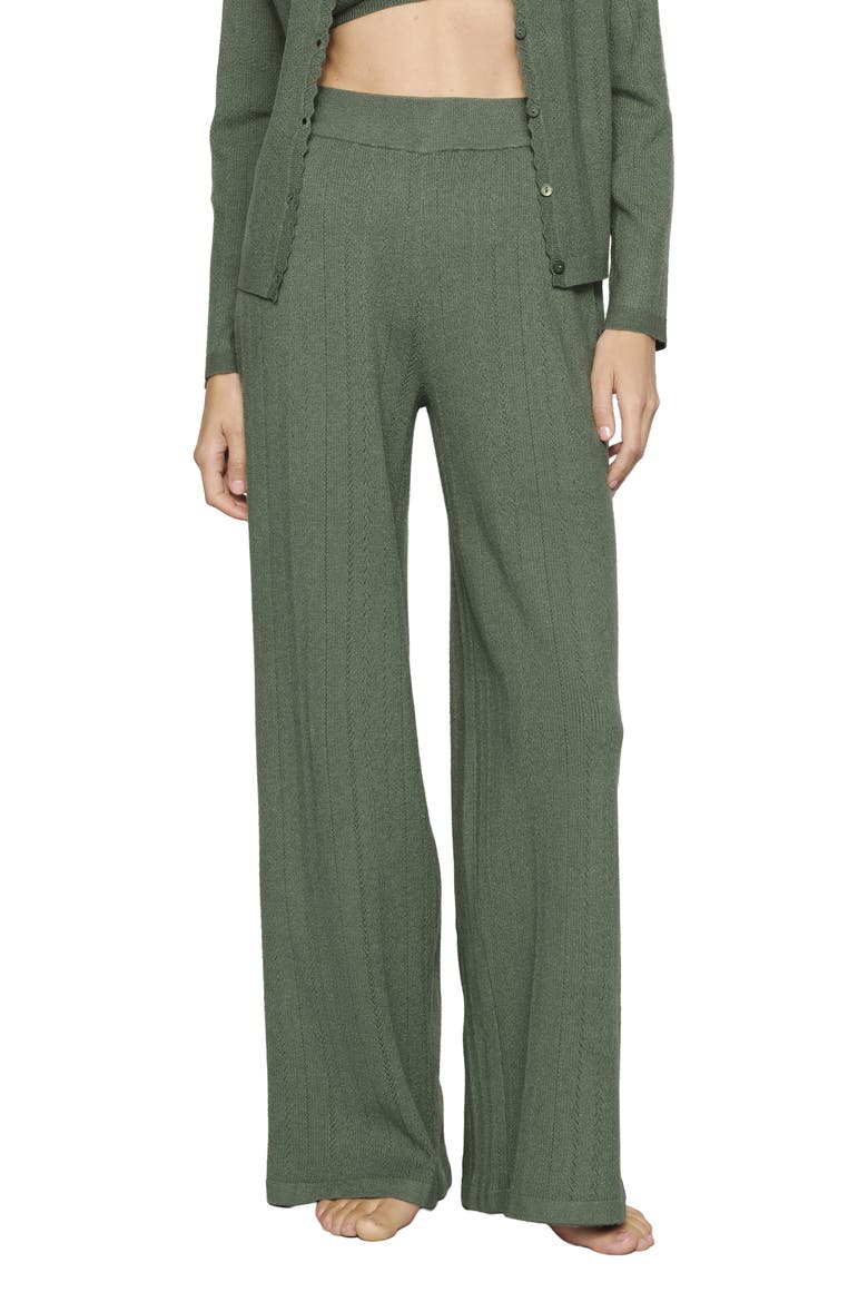 Pointelle Sweater Straight Leg Pants, Main, color, DESERT SAGE