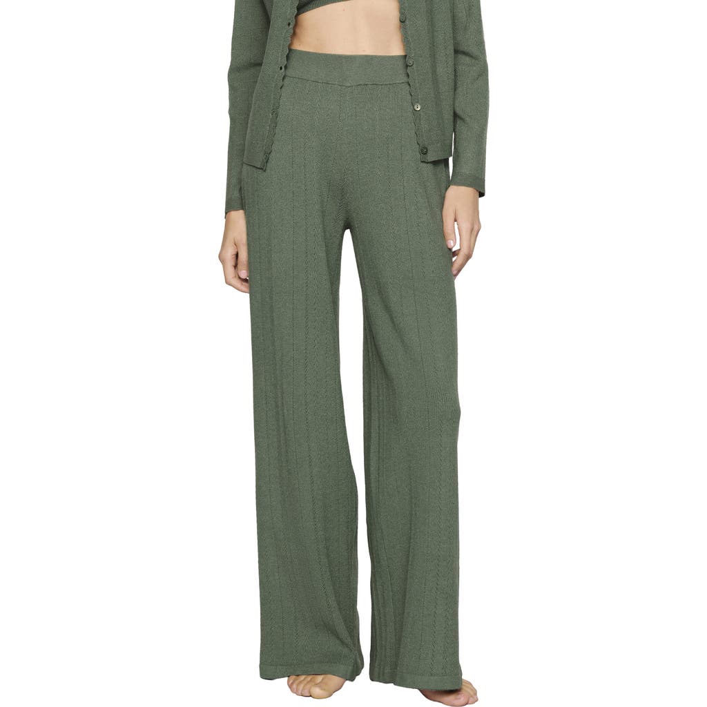 Eberjey Pointelle Straight Leg Pants in Desert Sage at Nordstrom, Size X-Large