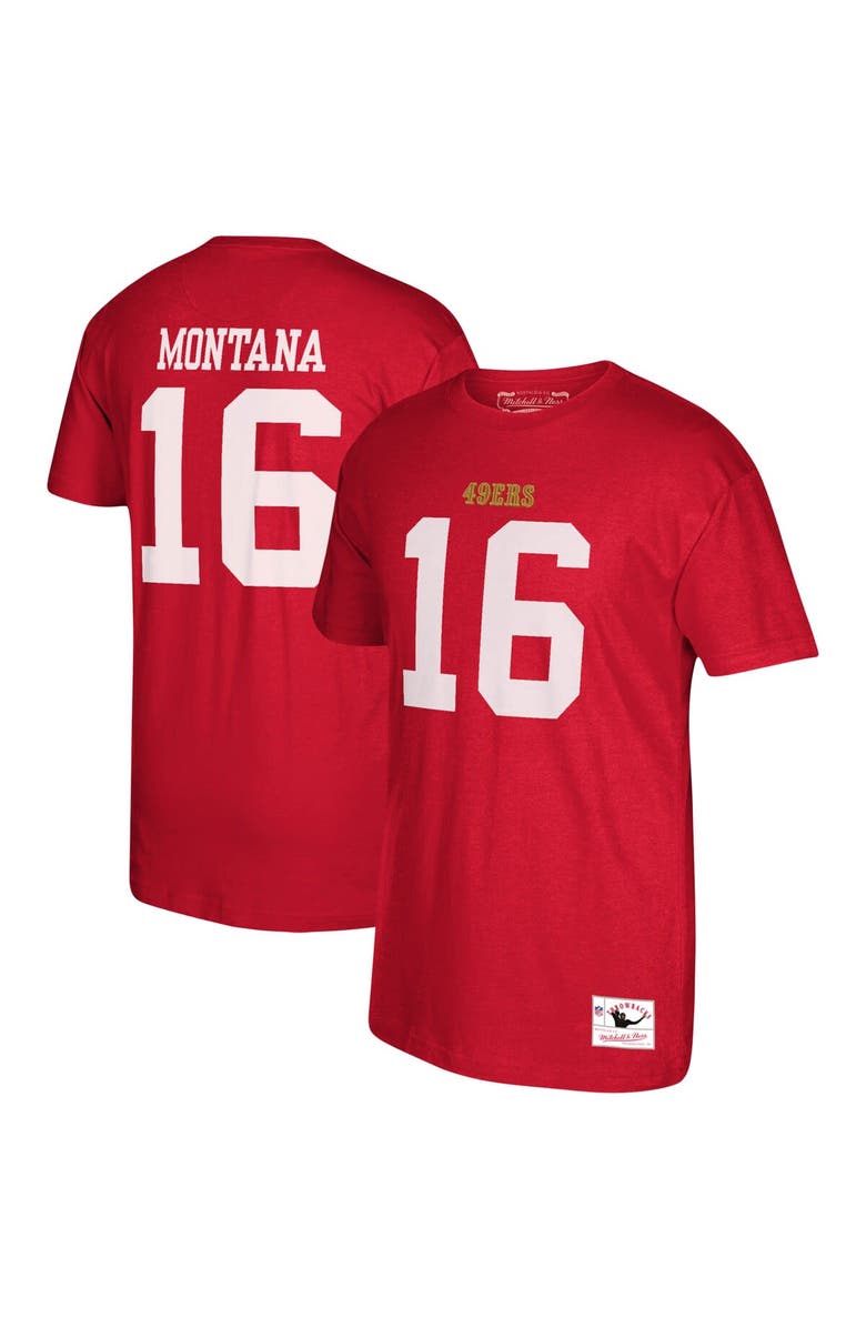 Mitchell & Ness Men's Joe Montana Mitchell & Ness Scarlet San Francisco 49ers Retired Player Name & Number T-Shirt, Main, color, 