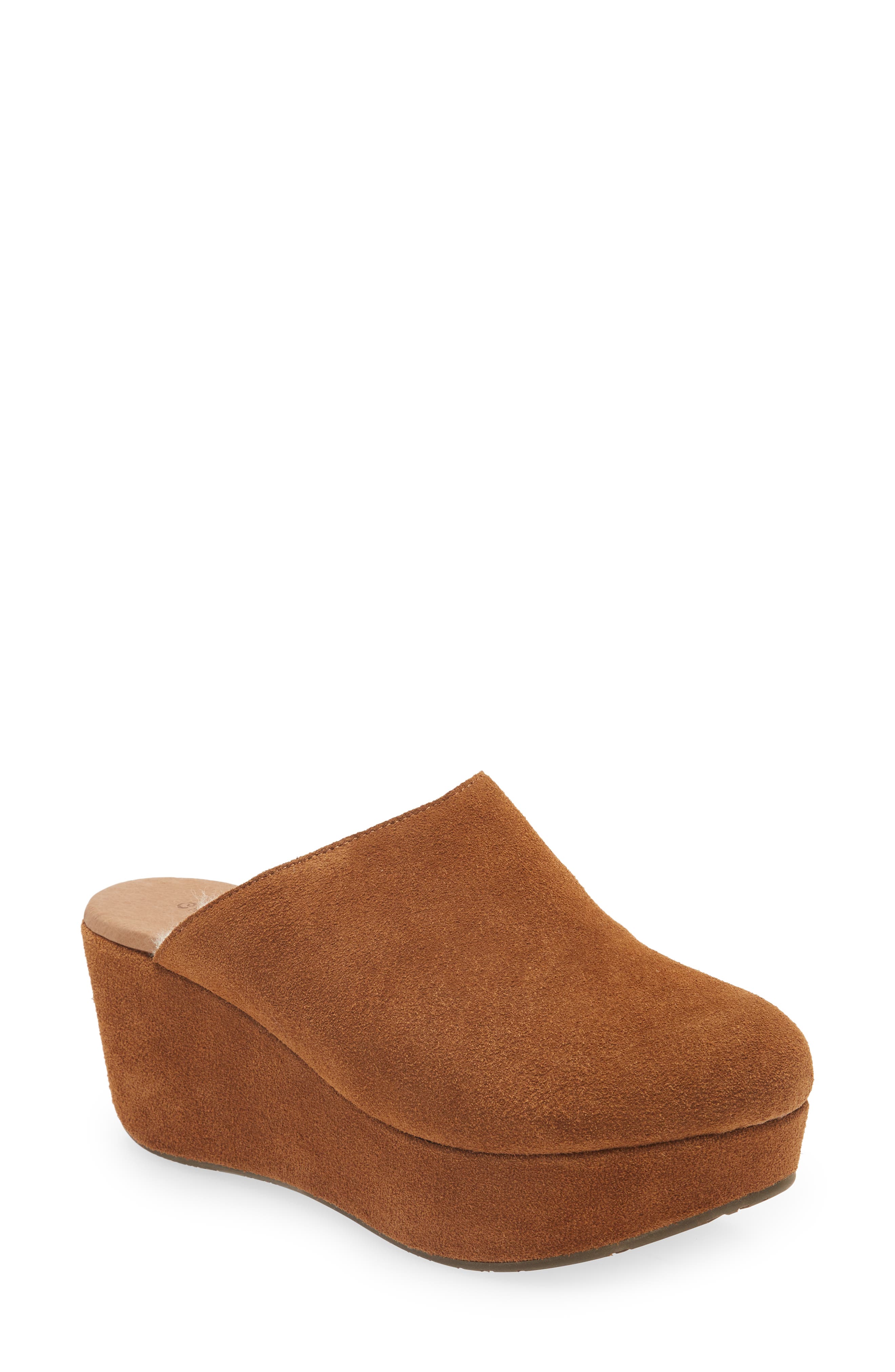 Chocolat Blu Yoselin Genuine Shearling Suede Platform Mule, Main, color, 