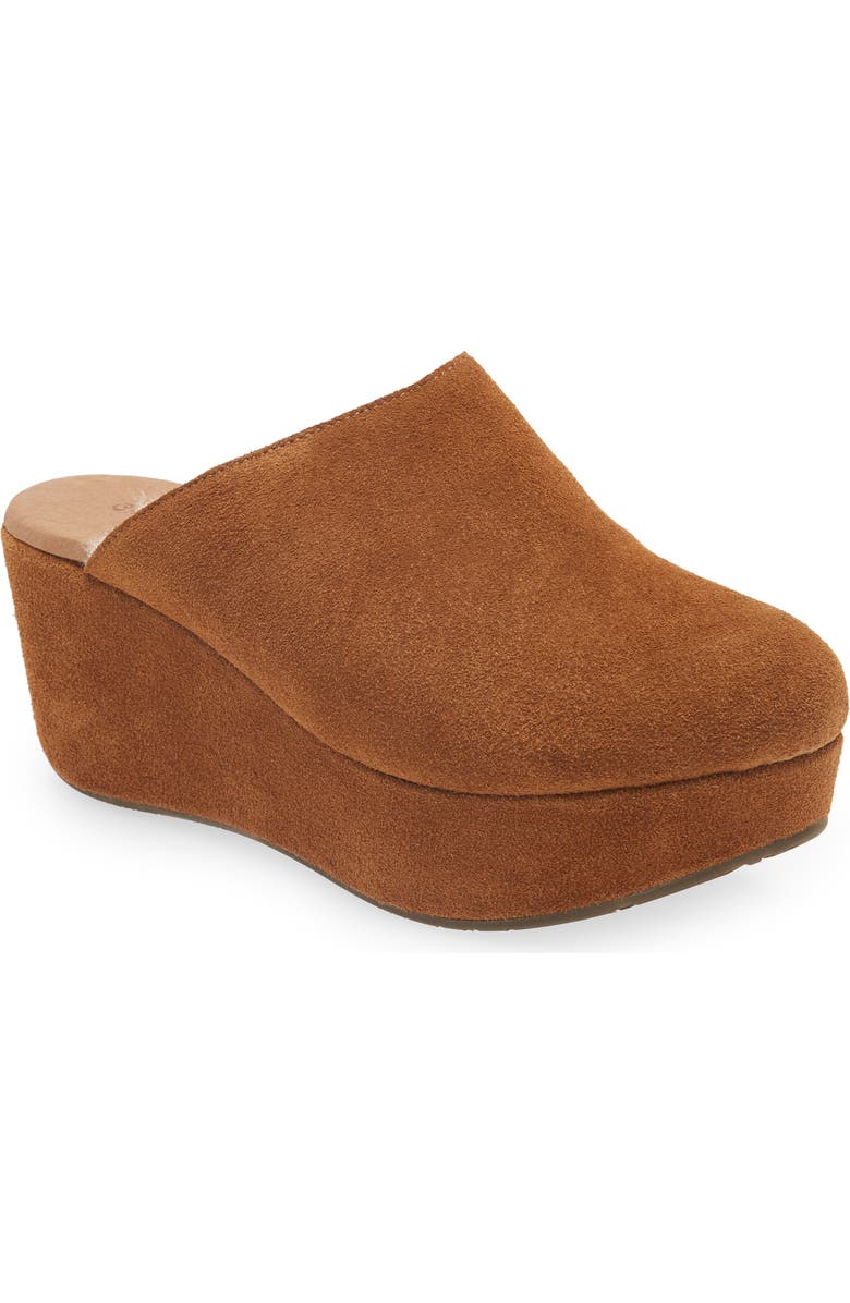 Chocolat Blu Yoselin Genuine Shearling Suede Platform Mule, Main, color,