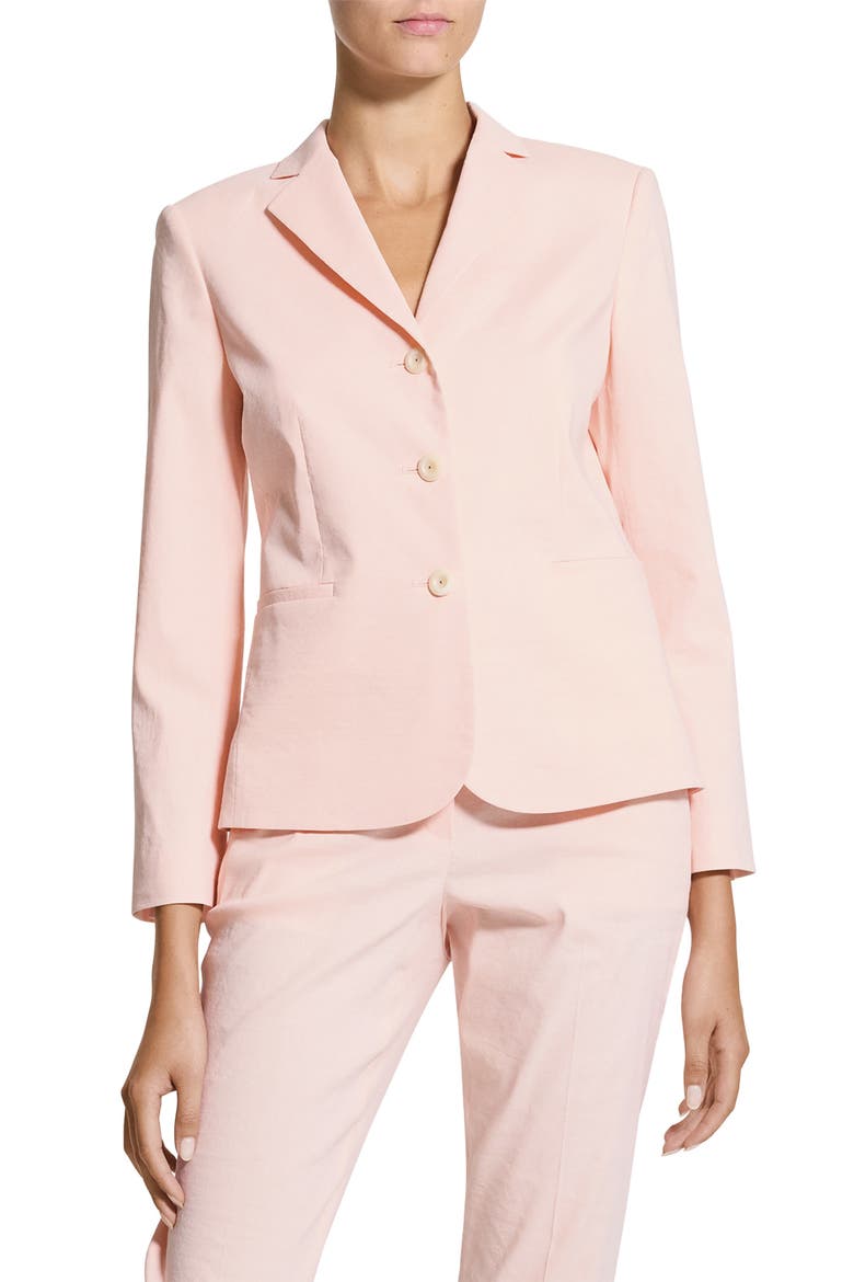 Shrunken Linen Blend Jacket, Main, color, WARM PINK