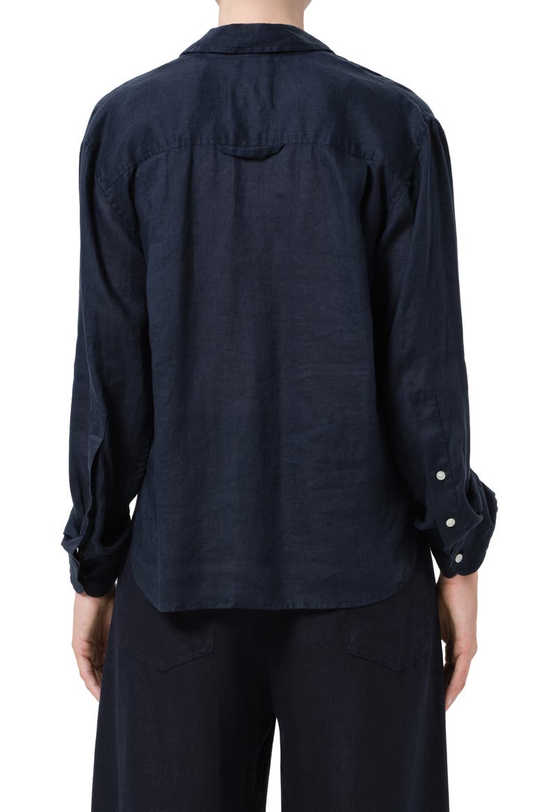 Kayla Button-Up Linen Shirt, Alternate, color, TRUE NAVY