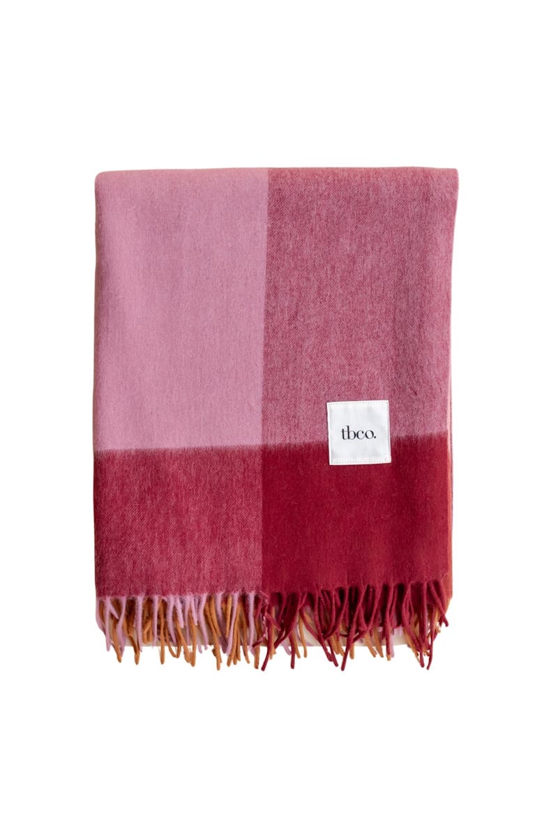 TBCo Lambswool Check Throw Blanket, Main, color, Berry Frame Check