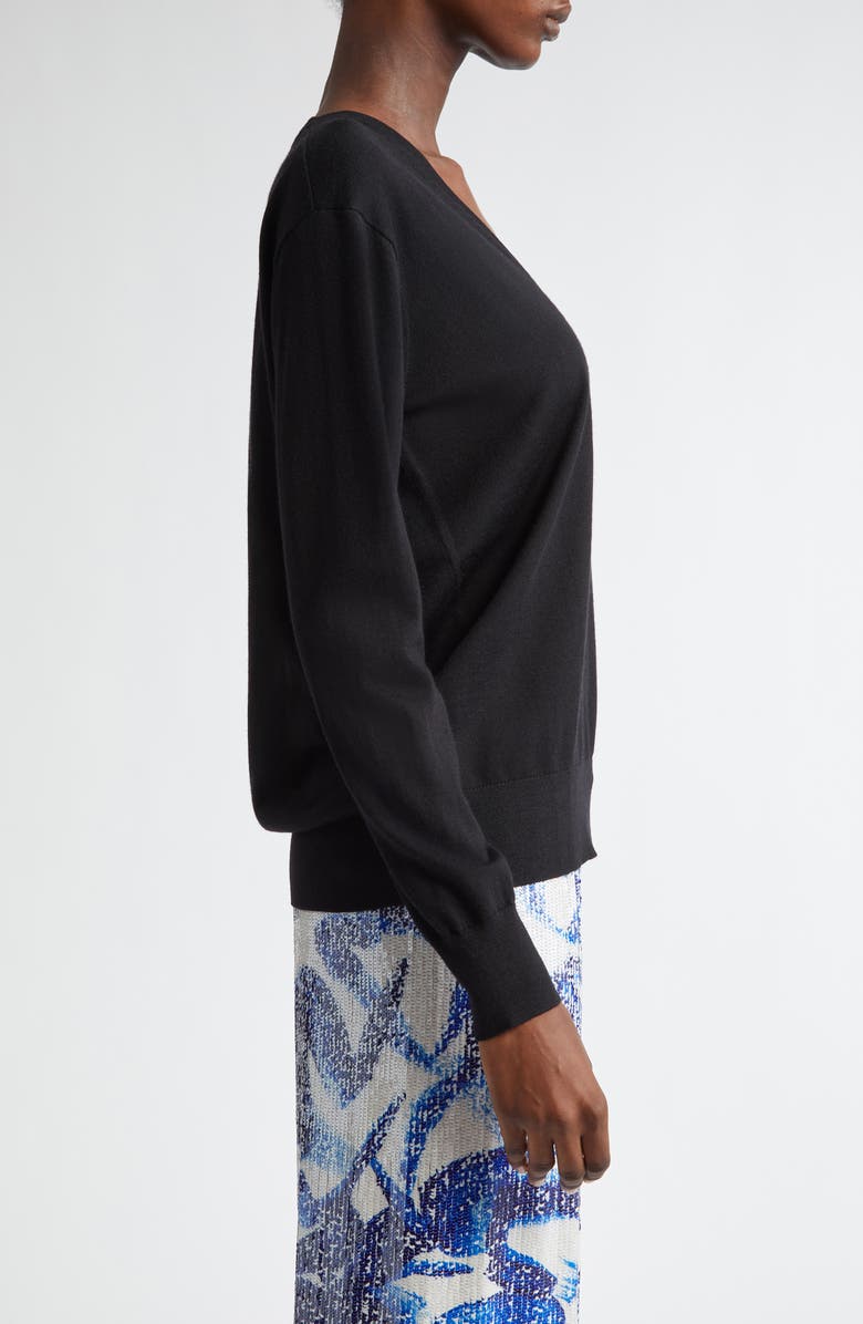 Dries Van Noten Tuomas Merino Wool V-Neck Sweater, Alternate, color, Black