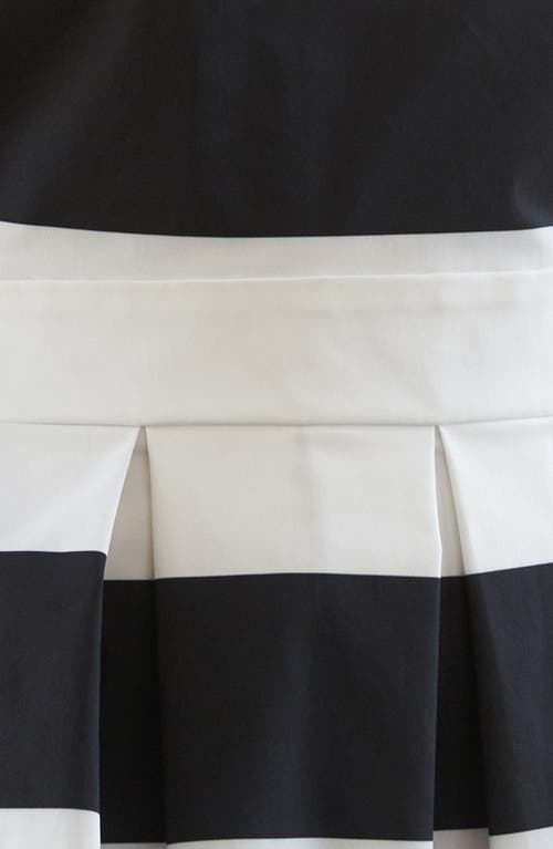 Freemarket Stripe Fit & Flare Midi Dress In White/black