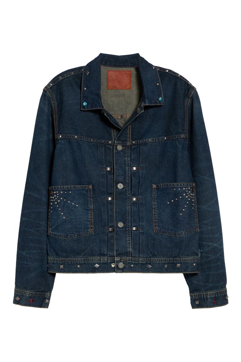 Studded Denim Jacket, Alternate, color, RIDGEWOOD WASH