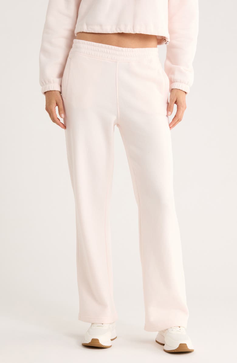 CALVIN KLEIN PERFORMANCE High Waist Relaxed Straight Leg Sweatpants, Main, color, Tender Blush