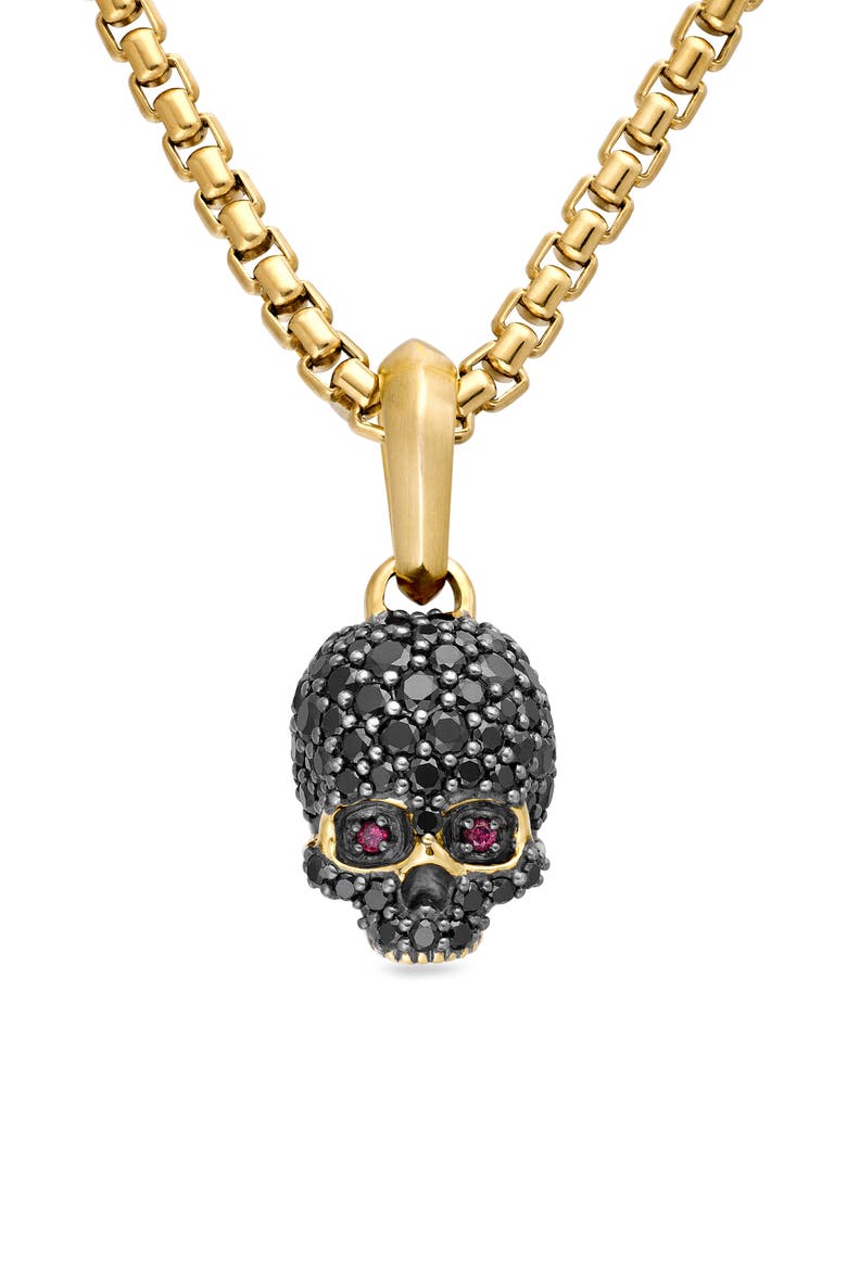 Men's Diamond Pavé Skull Pendant, Main, color, BLACK DIAMOND/ RUBY