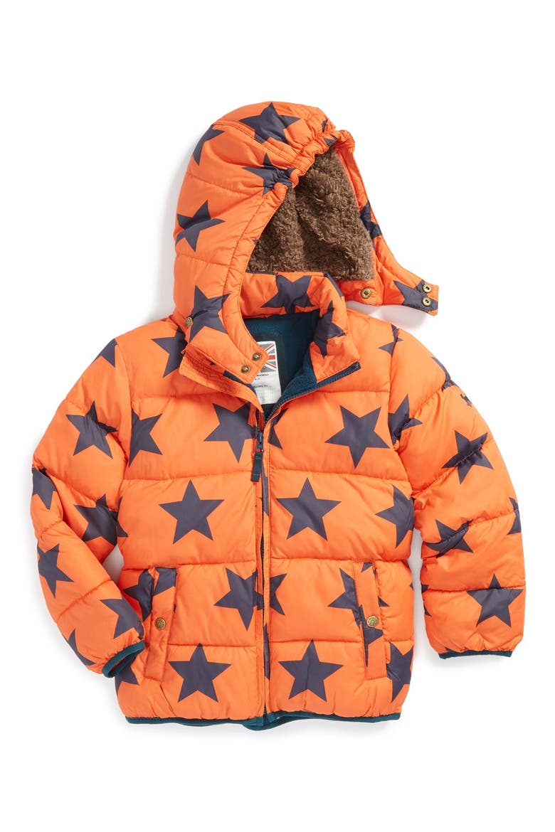Padded Water Resistant Jacket, Main, color, ORANGE/ NAVY STAR