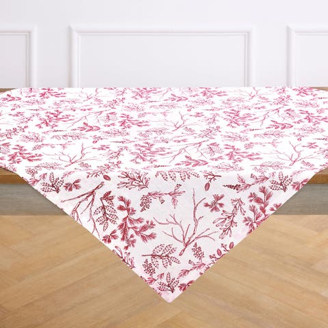 Linen Table Throw - Winter Forest, 52" x 52" Inch