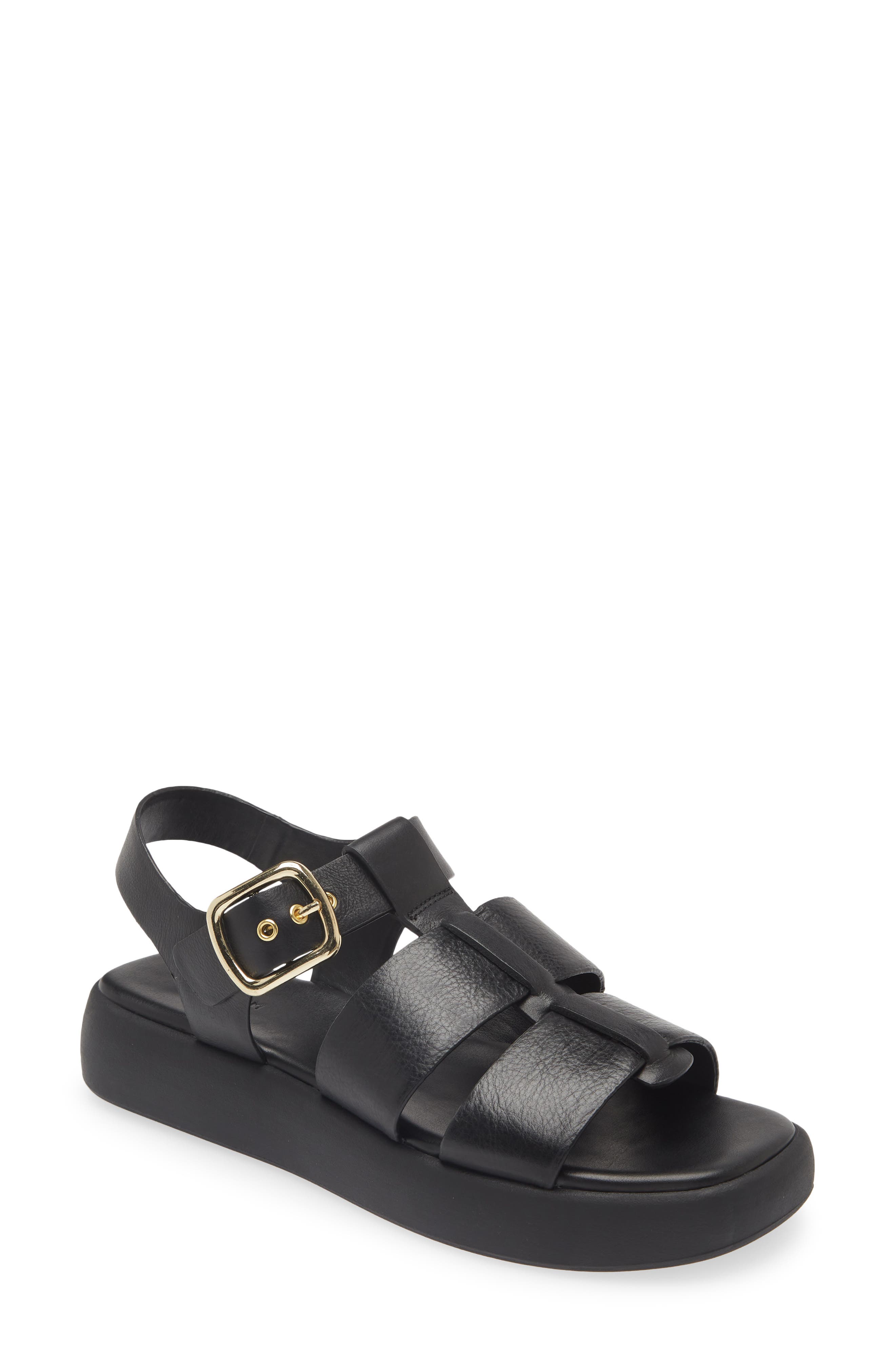 Avea Platform Fisherman Sandal, Main, color, BLACK
