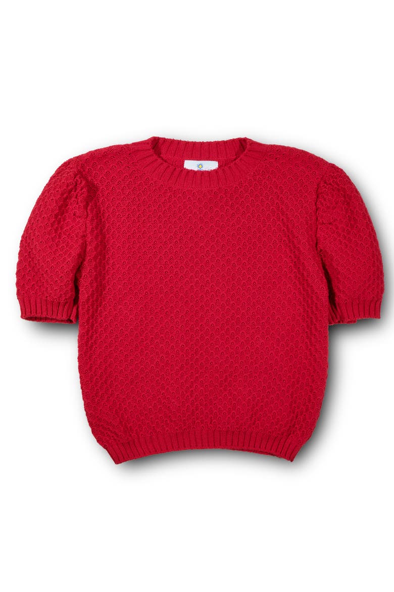 Red Short Slv Sweater With Puff Sleeves, Main, color, Red