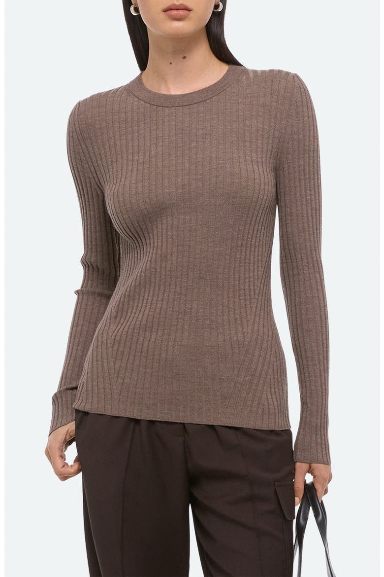 Cutout Back Rib Top, Alternate, color, LIGHT BROWN MELANGE