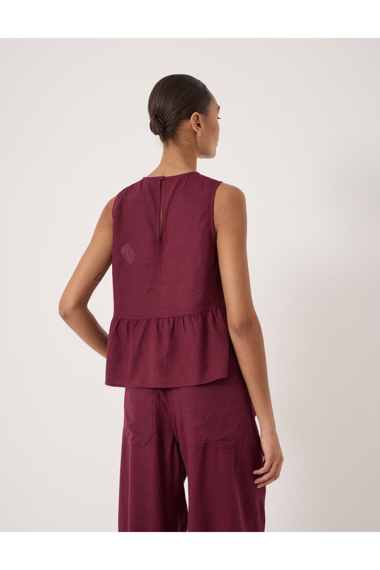 Nomie Linen Blend Peplum Top, Alternate, color, Maroon Red