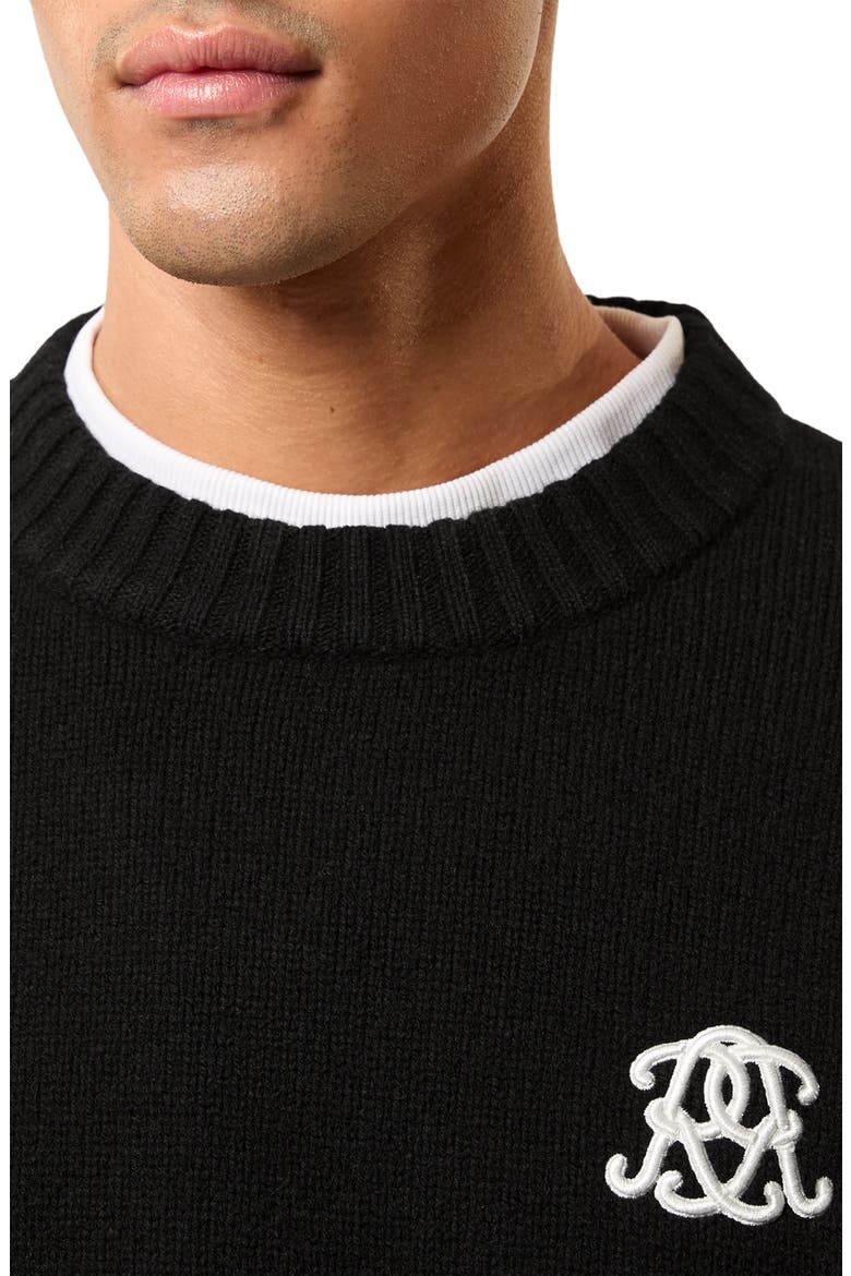 Archibald Embroidered Wool Sweater, Alternate, color, BLACK