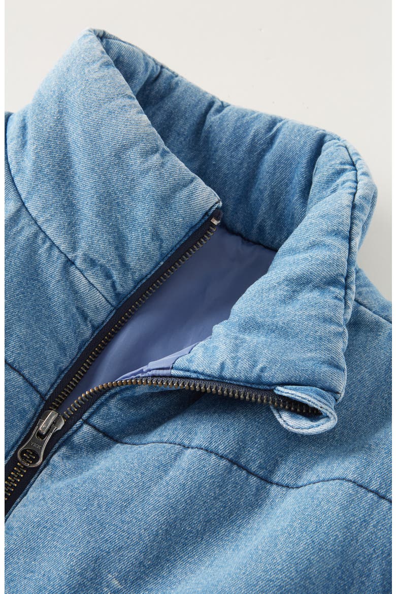 Kids' Denim Puffer Jacket, Alternate, color, MID GEM WASH