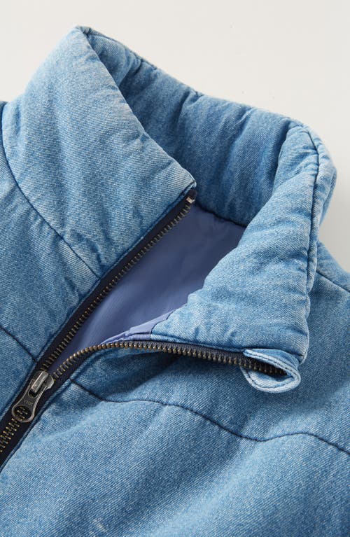 Treasure & Bond Kids' Denim Puffer Jacket In Blue