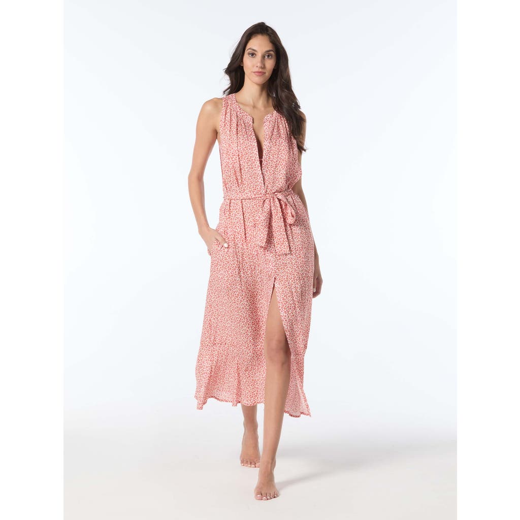 Vince Camuto Plunge Belted Cover Up Dress In Pink