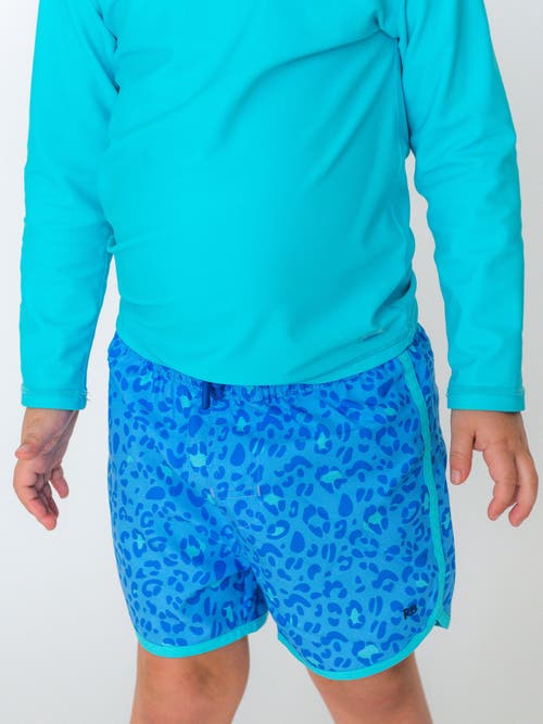 Ruggedbutts Boys Upf50+ Sun Protected Dolphin Hem Swim Trunks In Blue
